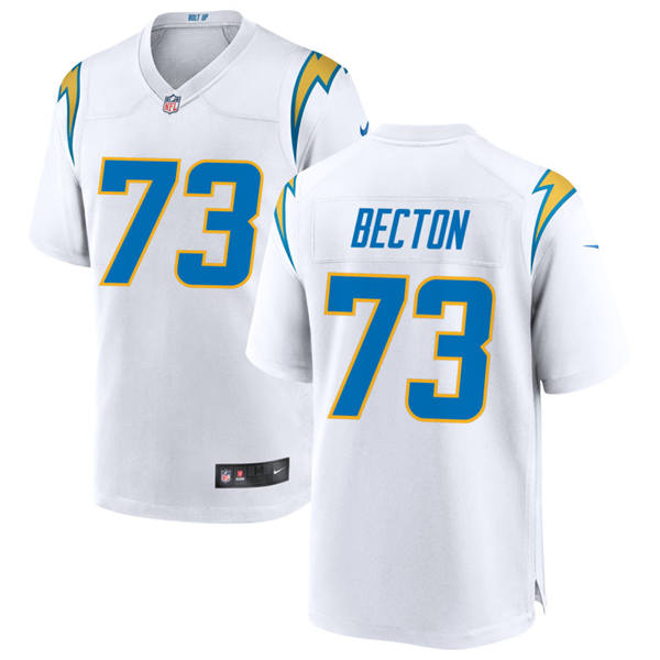 Men’s Los Angeles Chargers #73 Mekhi Becton Nike White Vapor Limited Player Jersey
