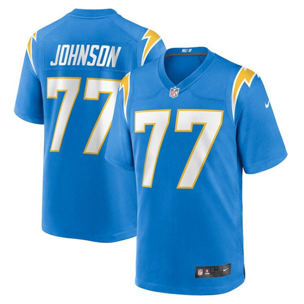 Men’s Los Angeles Chargers #77 Zion Johnson Nike Powder Blue Vapor Limited Player Jersey