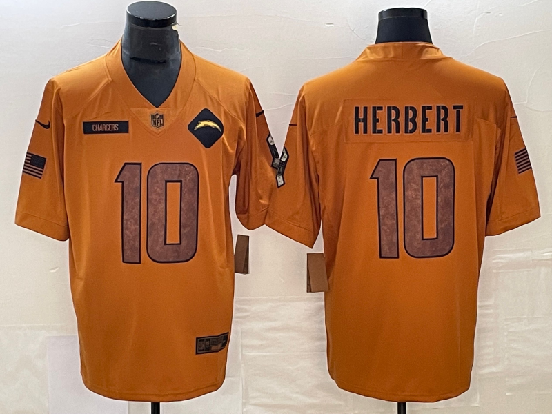 Men’s Los Angeles Chargers Justin Herbert #10 Brown 2023 Salute To Service Limited Jersey