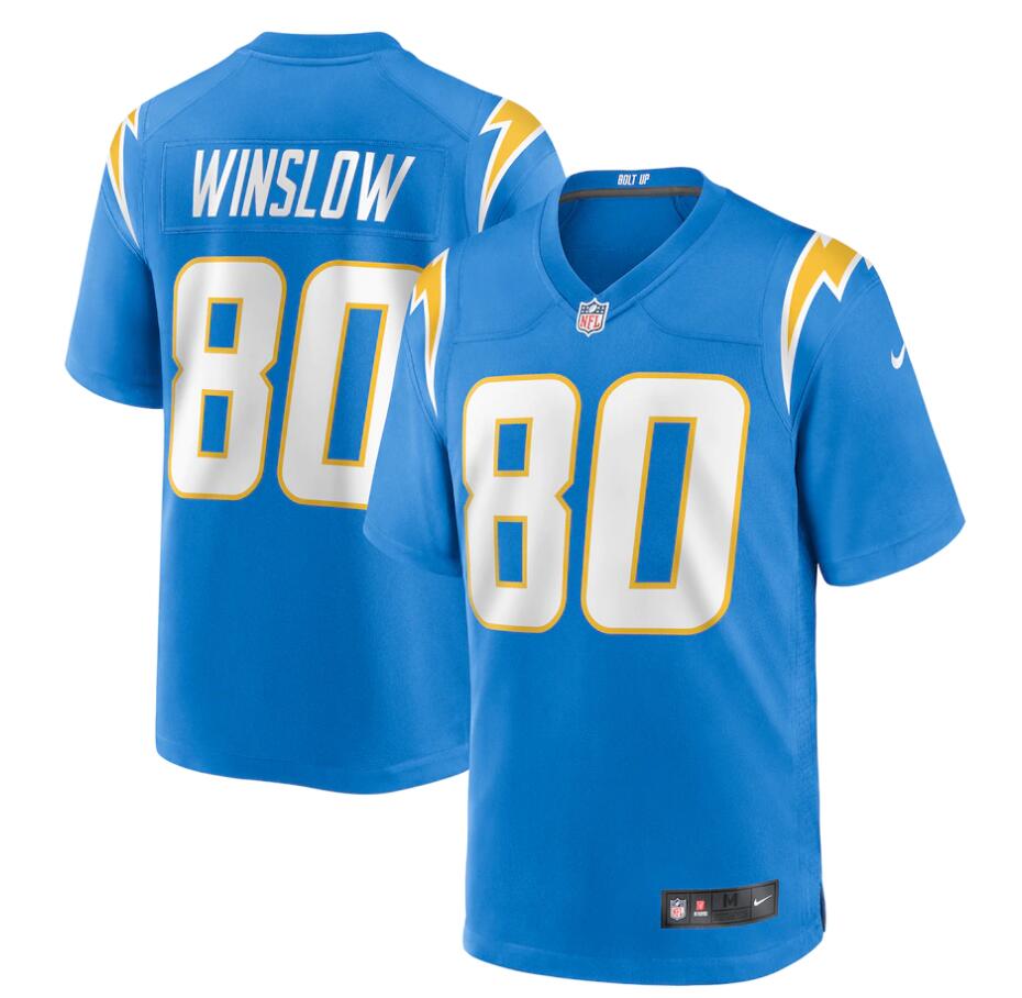 Men’s Los Angeles Chargers Retired Player #80 Kellen Winslow Nike Powder Blue Game Football Jersey