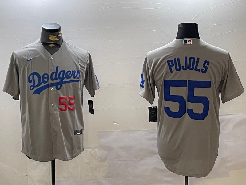Men’s Los Angeles Dodgers Albert Pujols #55 Gray Baseball Jersey