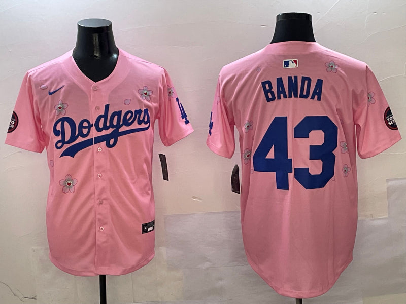 Men’s Los Angeles Dodgers Anthony Banda #43 Pink Jersey