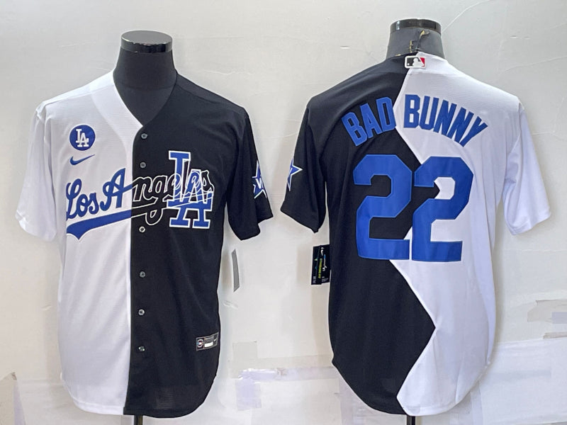 Men’s Los Angeles Dodgers Bad Bunny #22 White/Black Baseball Jersey