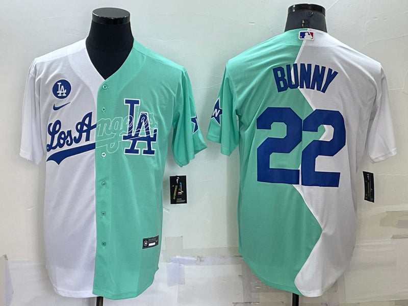 Men’s Los Angeles Dodgers Bad Bunny #22 White/Green Alternate Jersey