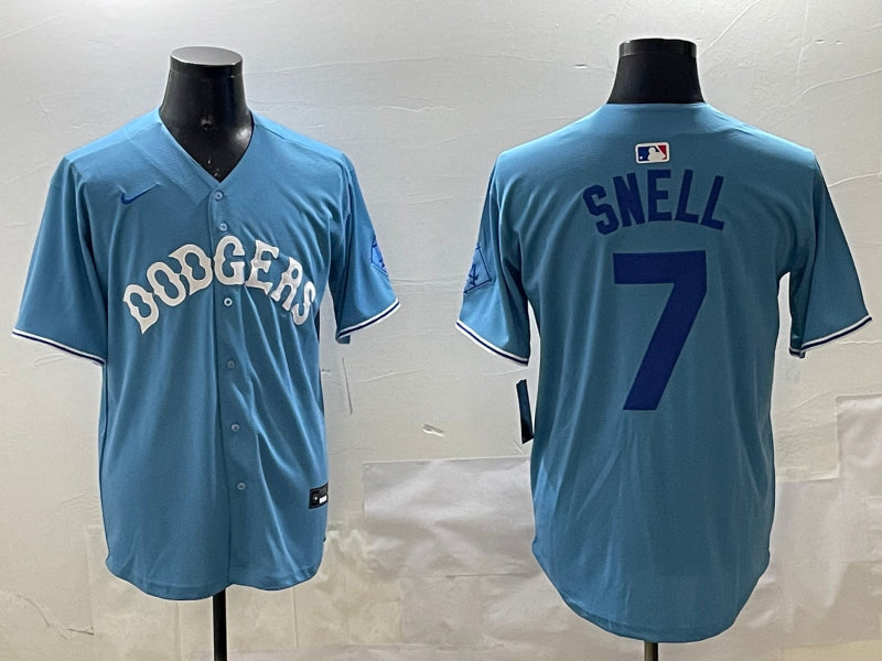 Men’s Los Angeles Dodgers Blake Snell #7 Light Blue Jersey