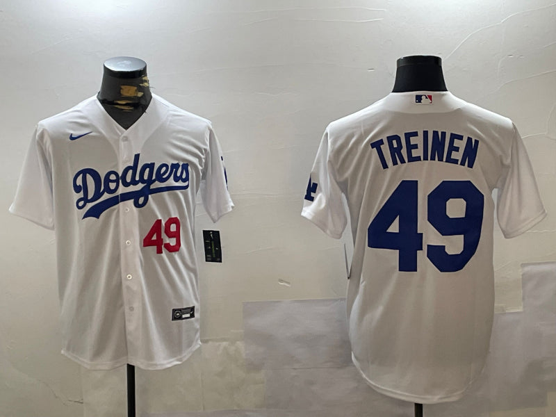 Men’s Los Angeles Dodgers Blake Treinen #49 White Jersey