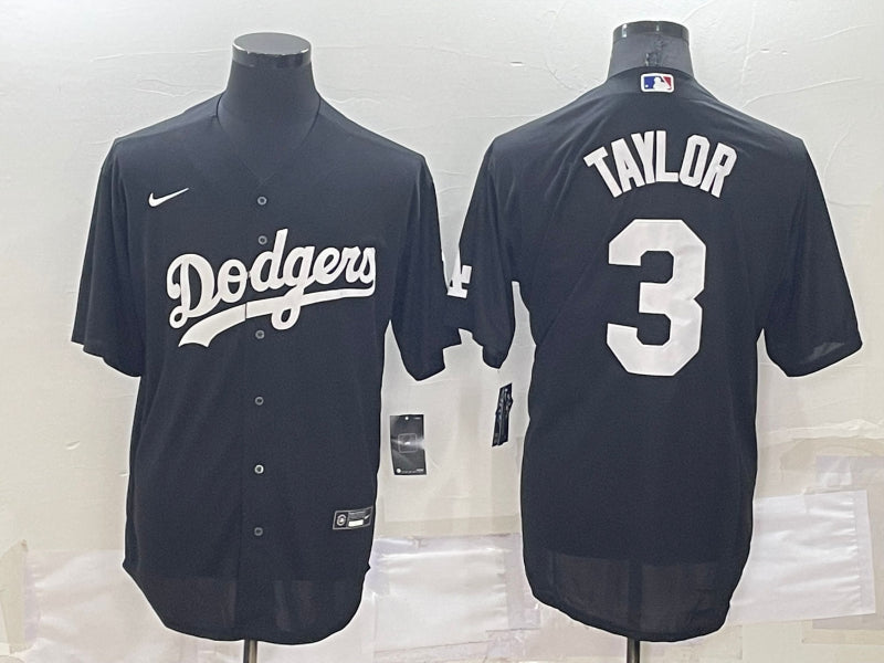 Men’s Los Angeles Dodgers Chris Taylor #3 Black Baseball Jersey