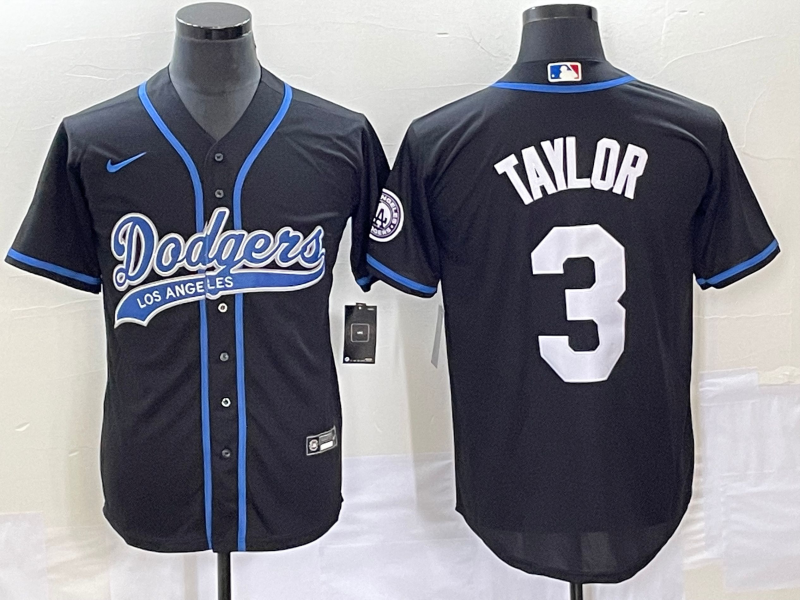Men’s Los Angeles Dodgers Chris Taylor #3 Black Jersey Joint Edition
