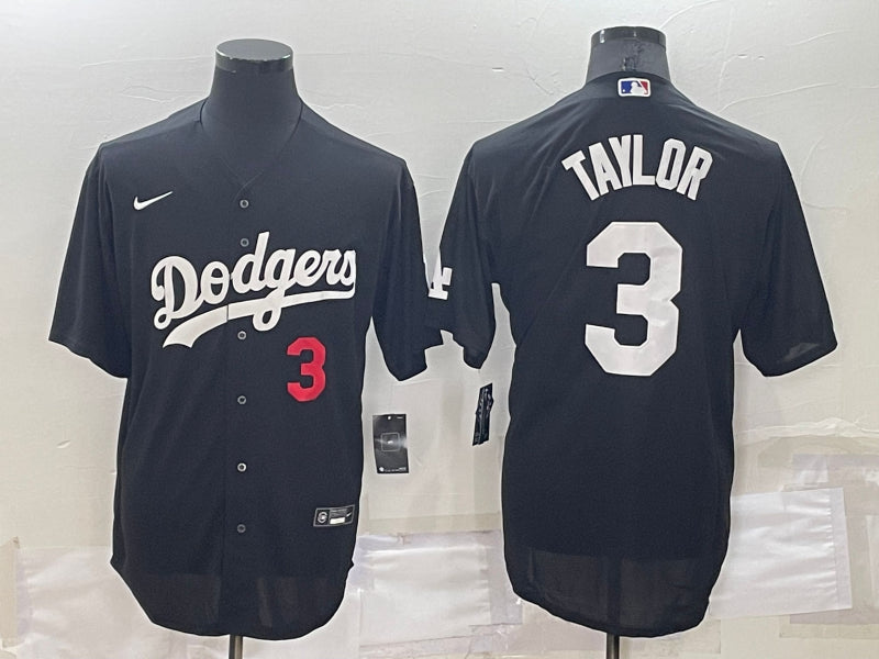 Men’s Los Angeles Dodgers Chris Taylor #3 Black Stitched Jersey