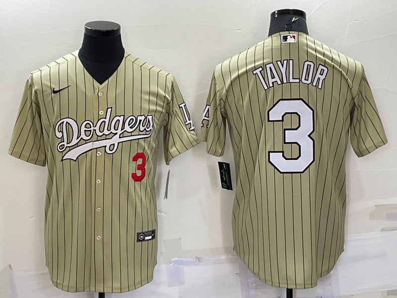 Men’s Los Angeles Dodgers Chris Taylor #3 Gold Baseball Jersey