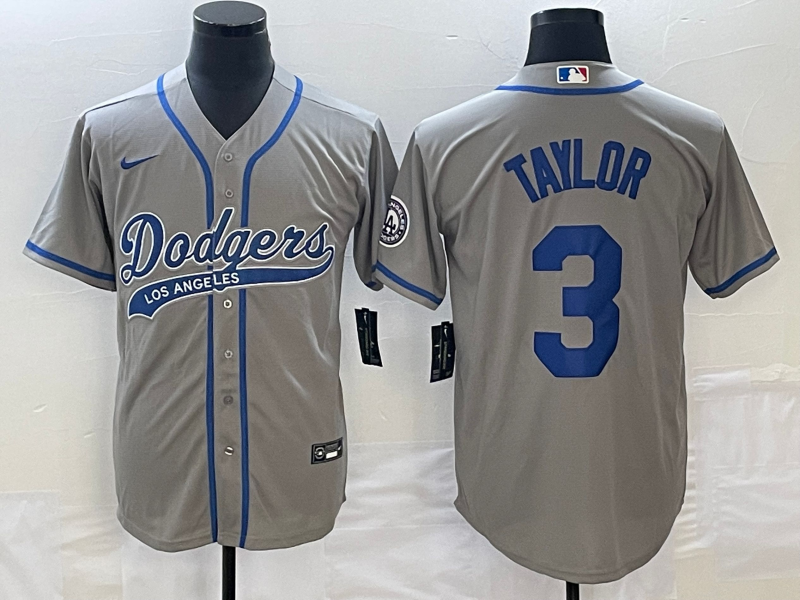Men’s Los Angeles Dodgers Chris Taylor #3 Gray Jersey Joint Edition