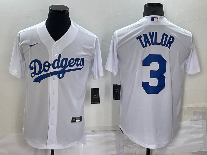 Men’s Los Angeles Dodgers Chris Taylor #3 White Baseball Jersey