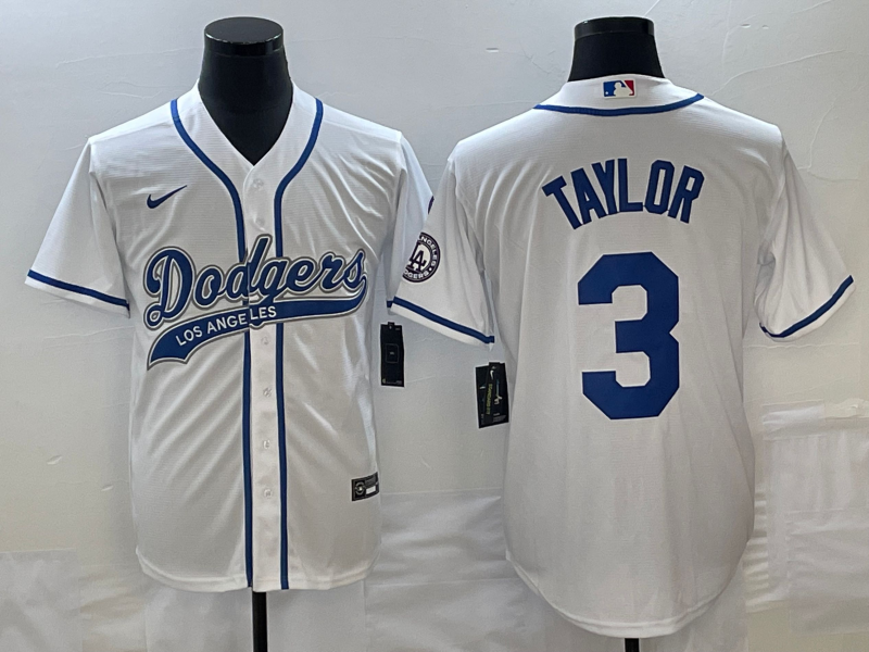 Men’s Los Angeles Dodgers Chris Taylor #3 White Jersey Joint Edition