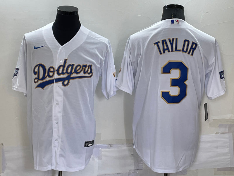 Men’s Los Angeles Dodgers Chris Taylor #3 White Stitched Jersey