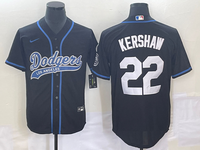 Men’s Los Angeles Dodgers Clayton Kershaw #22 Black Jersey Joint Edition
