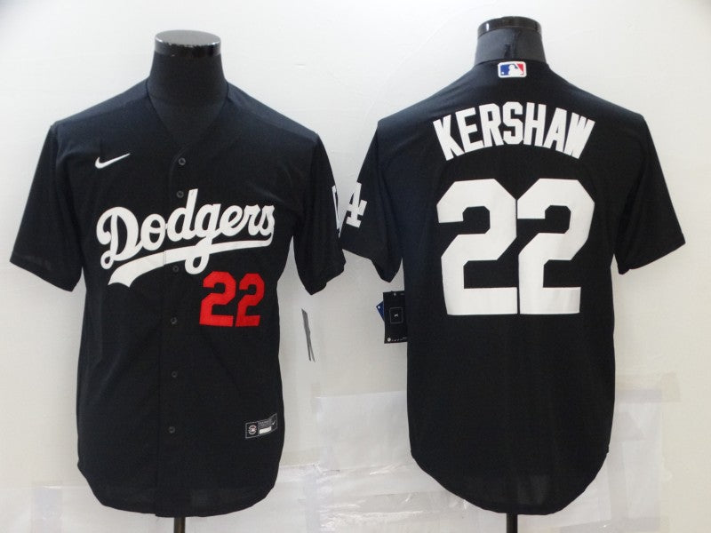Men’s Los Angeles Dodgers Clayton Kershaw #22 Black Stitched Jersey