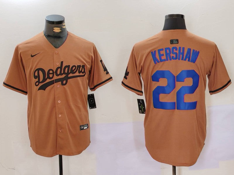 Men’s Los Angeles Dodgers Clayton Kershaw #22 Brown Jersey