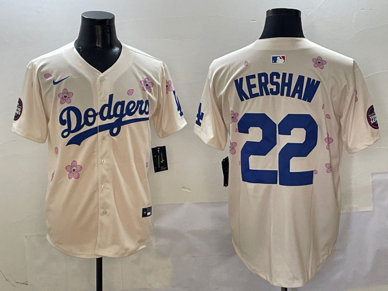 Men’s Los Angeles Dodgers Clayton Kershaw #22 Cream Jersey