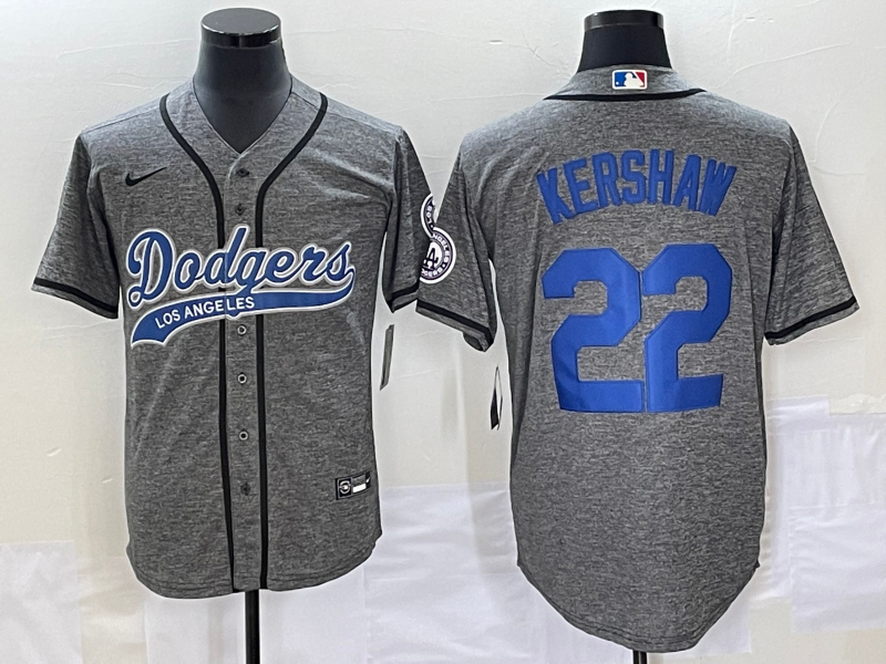 Men’s Los Angeles Dodgers Clayton Kershaw #22 Gray Jersey Joint Edition