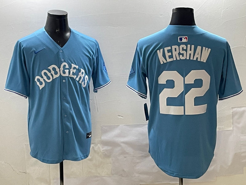 Men’s Los Angeles Dodgers Clayton Kershaw #22 Light Blue Limited Jersey