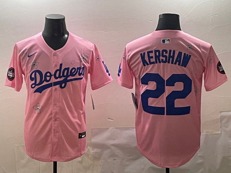 Men’s Los Angeles Dodgers Clayton Kershaw #22 Pink Jersey