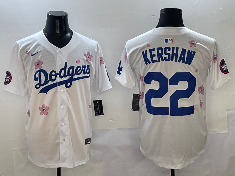Men’s Los Angeles Dodgers Clayton Kershaw #22 White Jersey