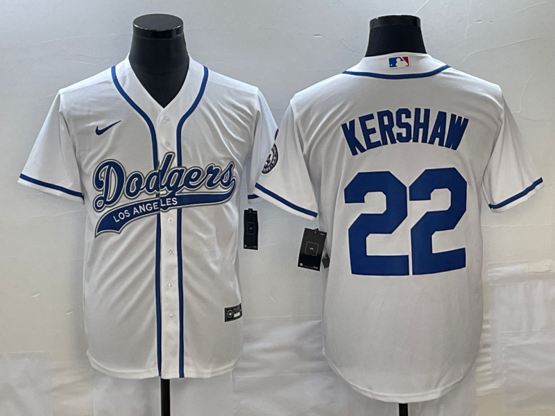 Men’s Los Angeles Dodgers Clayton Kershaw #22 White Jersey Joint Edition
