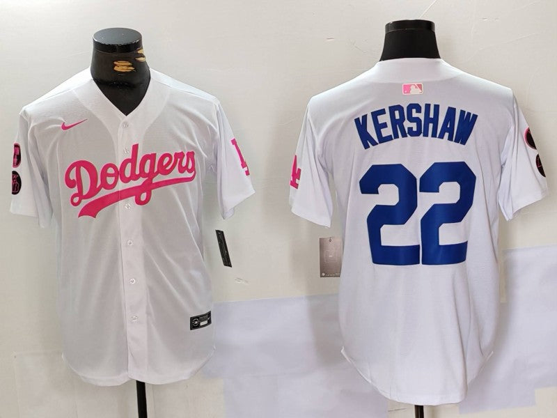 Men’s Los Angeles Dodgers Clayton Kershaw #22 White Limited Jersey