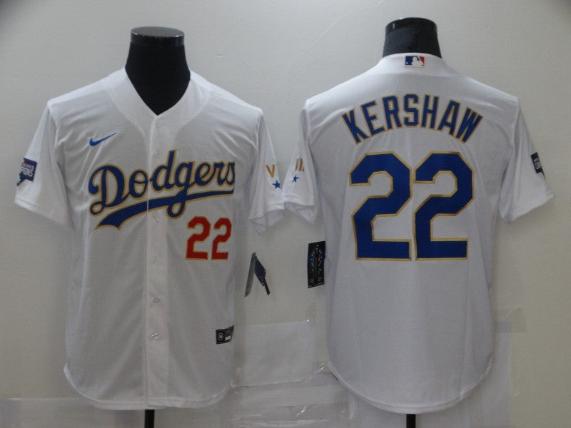 Men’s Los Angeles Dodgers Clayton Kershaw #22 White Stitched Jersey