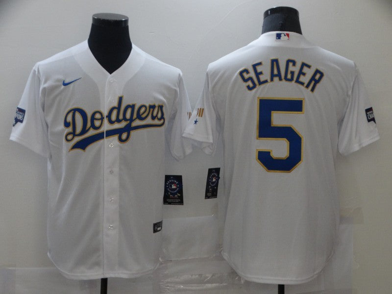 Men’s Los Angeles Dodgers Corey Seager #5 White Baseball Jersey