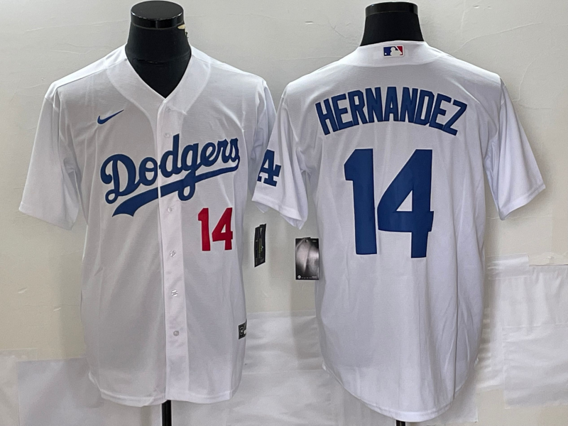 Men’s Los Angeles Dodgers Enrique Hernandez #14 White Baseball Jersey