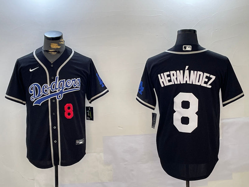 Men’s Los Angeles Dodgers Enrique Hernandez #8 Black Jersey