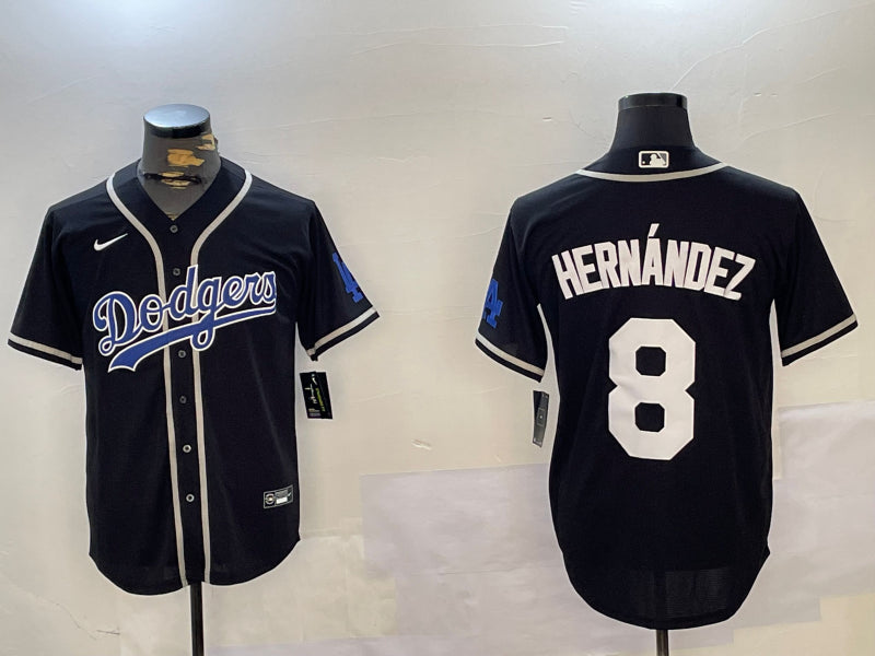 Men’s Los Angeles Dodgers Enrique Hernandez #8 Black Jersey