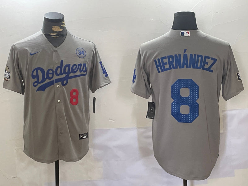 Men’s Los Angeles Dodgers Enrique Hernandez #8 Gray Jersey