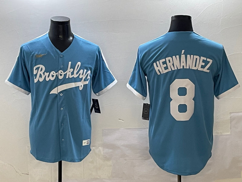 Men’s Los Angeles Dodgers Enrique Hernandez #8 Light Blue Cooperstown Collection Limited Jersey