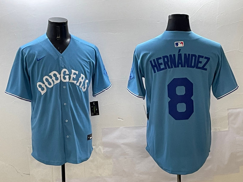 Men’s Los Angeles Dodgers Enrique Hernandez #8 Light Blue Jersey