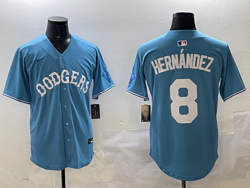 Men’s Los Angeles Dodgers Enrique Hernandez #8 Light Blue Limited Jersey