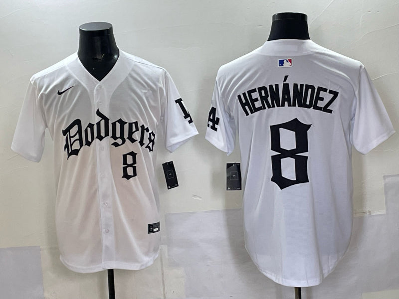 Men’s Los Angeles Dodgers Enrique Hernandez #8 White Alternate Jersey