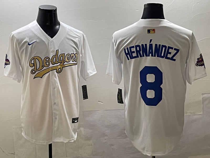 Men’s Los Angeles Dodgers Enrique Hernandez #8 White Jersey