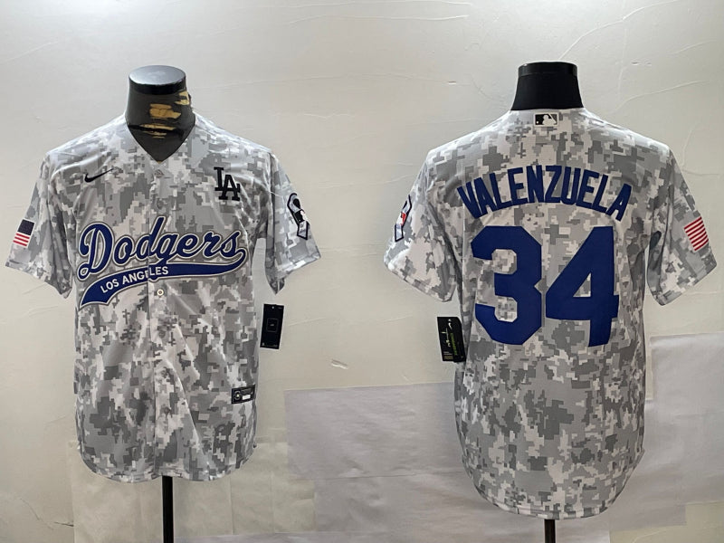 Men’s Los Angeles Dodgers Fernando Valenzuela #34 Arctic Camo 2024 Salute to Service Limited Jersey
