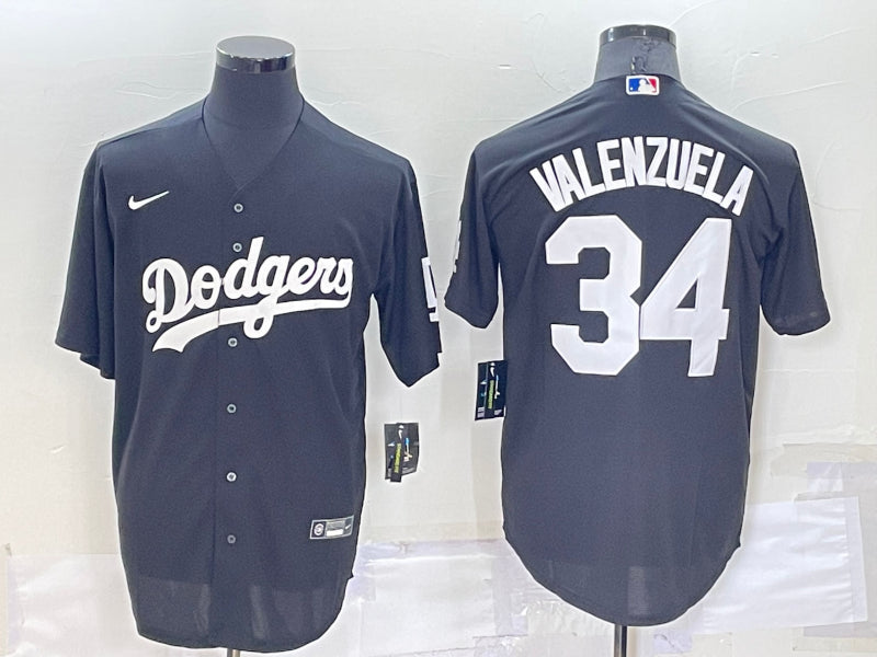Men’s Los Angeles Dodgers Fernando Valenzuela #34 Black Baseball Jersey