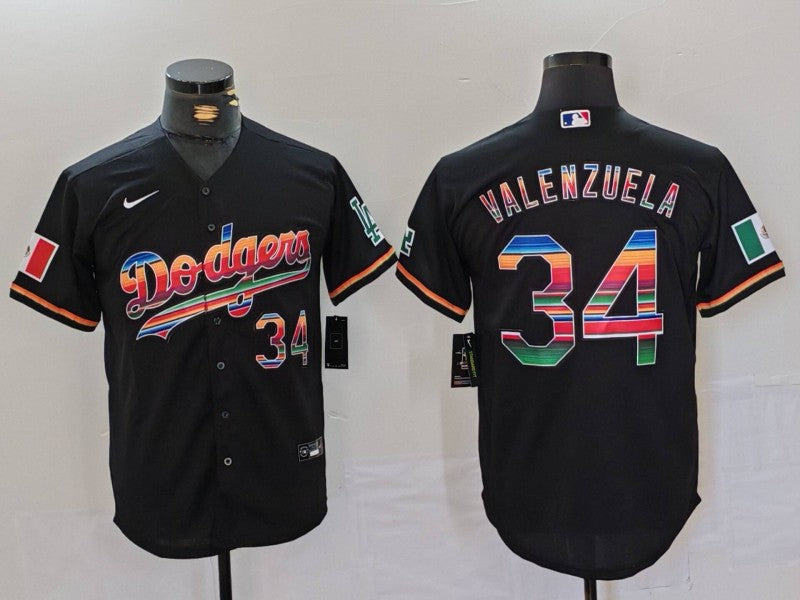 Men’s Los Angeles Dodgers Fernando Valenzuela #34 Black Jersey