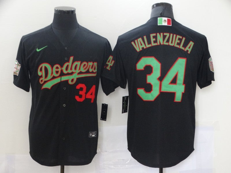 Men’s Los Angeles Dodgers Fernando Valenzuela #34 Black Jersey