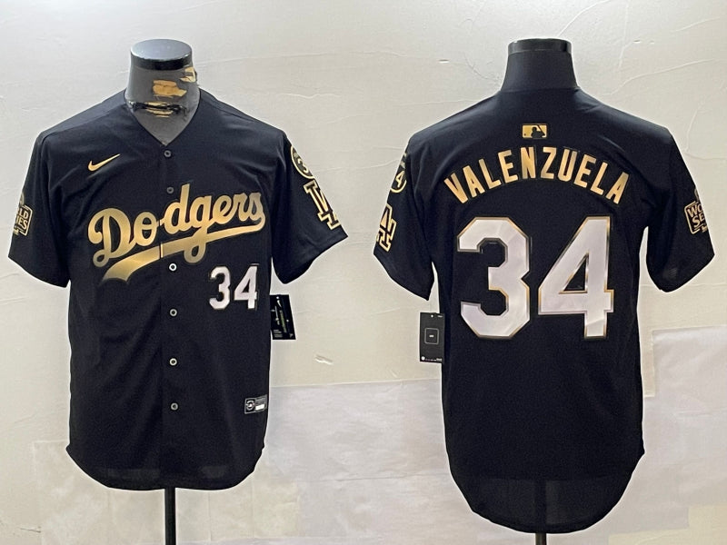 Men’s Los Angeles Dodgers Fernando Valenzuela #34 Black Jersey
