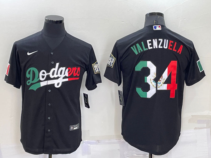 Men’s Los Angeles Dodgers Fernando Valenzuela #34 Black Jersey