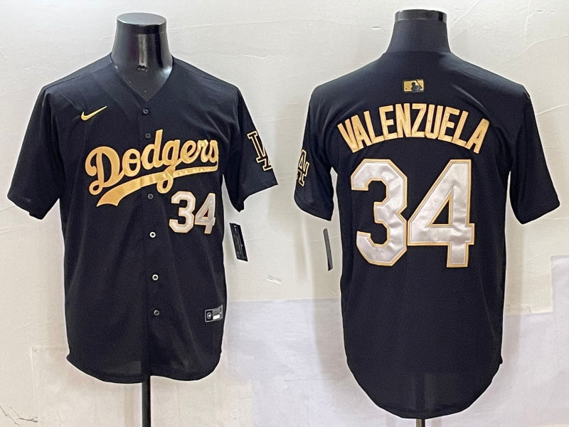 Men’s Los Angeles Dodgers Fernando Valenzuela #34 Black Team Jersey