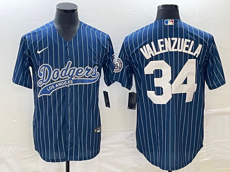 Men’s Los Angeles Dodgers Fernando Valenzuela #34 Blue Jersey Joint Edition