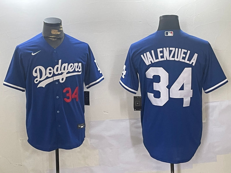 Men’s Los Angeles Dodgers Fernando Valenzuela #34 Blue Jersey