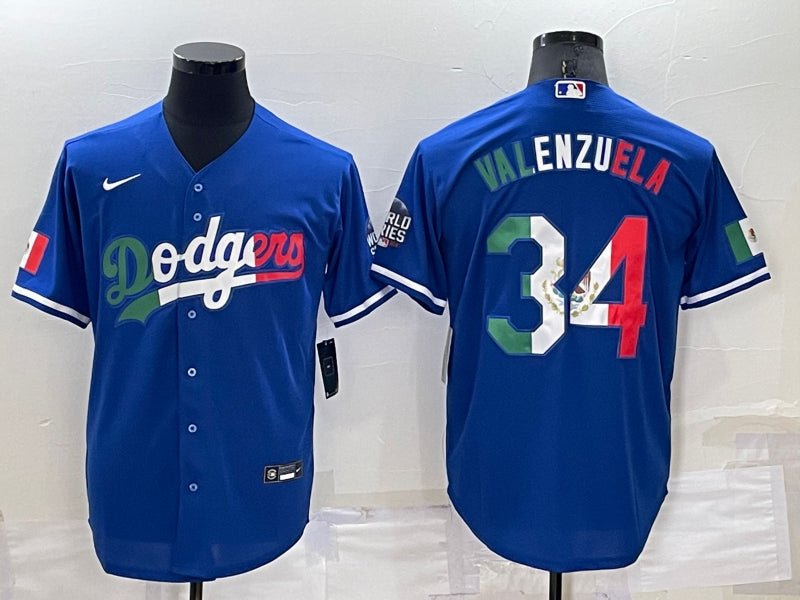 Men’s Los Angeles Dodgers Fernando Valenzuela #34 Blue Jersey