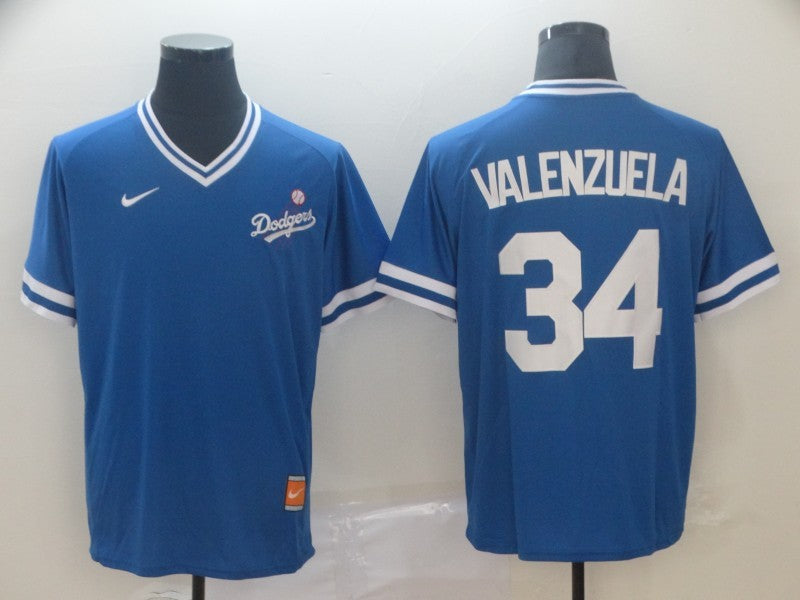 Men’s Los Angeles Dodgers Fernando Valenzuela #34 Blue Jersey